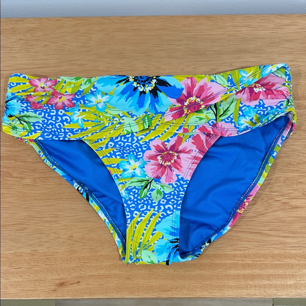 Bleu Rod Beattie Bright Floral Blue Multicolor Bikini Bottoms